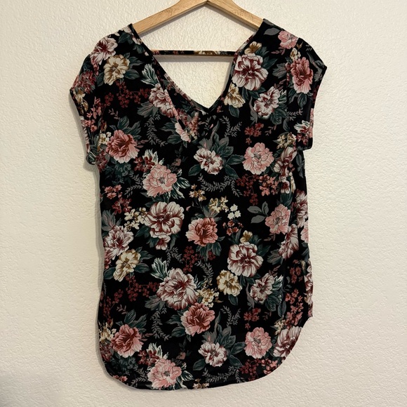 Halogen Black and Pink Cap Sleeve Blouse - Picture 3 of 4